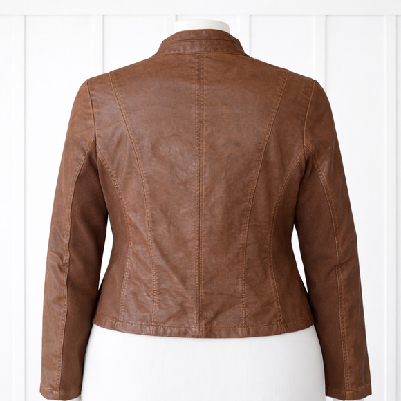 🤎 Maurices Brown Faux Leather Moto Jacket | Casual Chic | Women’s - Picture 2 of 7